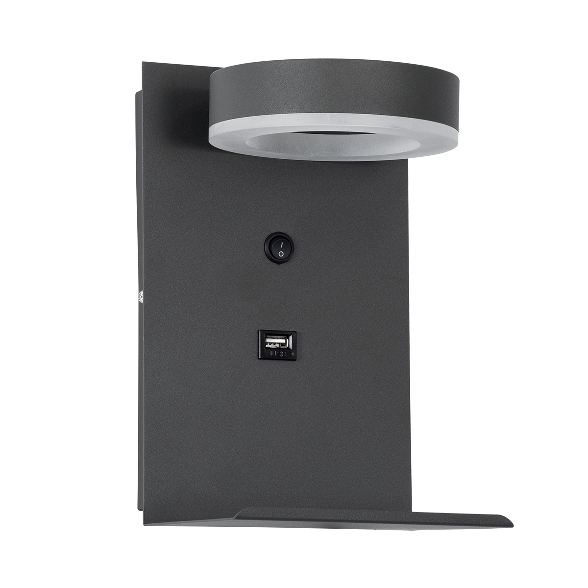 LEDTM® CROWN 61372 Μοντέρνο Φωτιστικό Τοίχου - Απλίκα Ξενοδοχείου Reading Light με Φορτιστή USB 3A LED 5W 550lm 120° AC 220-240V IP20 Φυσικό Λευκό 4500K - Bridgelux COB Chip & TÜV SÜD Driver - Γκρι Ανθρακί Ματ - Μ15 x Π15 x Υ23cm - 3 Χρόνια Εγγύηση - Image 3