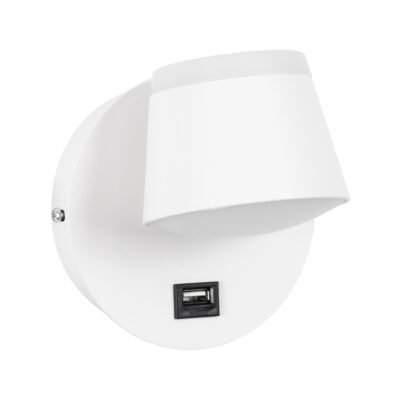 Alternative view of LEDTM® REGENCY 61374 Μοντέρνο Φωτιστικό Τοίχου - Απλίκα Ξενοδοχείου Reading Light με Φορτιστή USB 3A LED 8W 920lm 120° AC 220-240V IP20 Φυσικό Λευκό 4500K - Bridgelux SMD Chip & TÜV SÜD Driver - Λευκό Ματ - Μ12 x Π12 x Υ13cm - 3 Χρόνια Εγγύηση