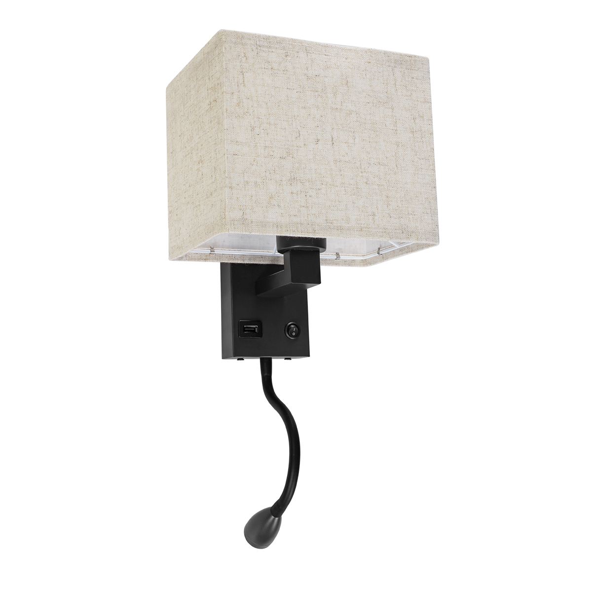 LEDTM® ROULETTE-S 61382 Μοντέρνο Φωτιστικό Τοίχου - Απλίκα Ξενοδοχείου Reading Light με Φορτιστή USB 3A & Ντουί 1 x E27 LED 3W 360lm 36° & 360° AC 220-240V IP20 Φυσικό Λευκό 4500K - Bridgelux COB Chip & TÜV SÜD Driver - Μαύρο & Μπεζ - Μ17 x Π20 x Υ37cm - Σετ 2 Τεμαχίων - 3 Χρόνια Εγγύηση - Image 4