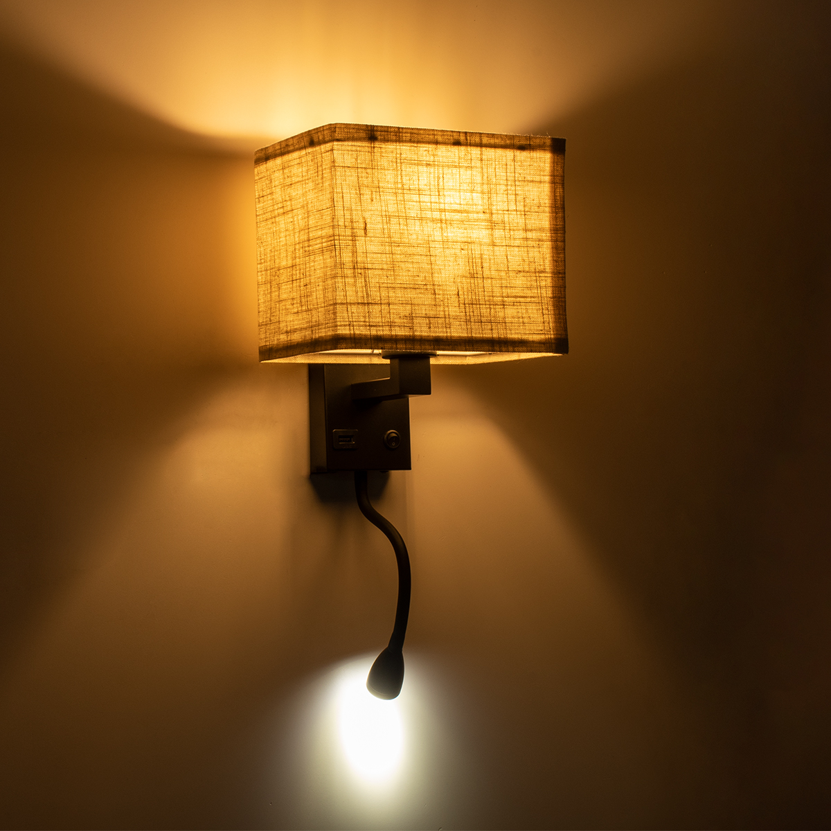LEDTM® ROULETTE-S 61383 Μοντέρνο Φωτιστικό Τοίχου - Απλίκα Ξενοδοχείου Reading Light με Φορτιστή USB 3A & Ντουί 1 x E27 LED 3W 360lm 36° & 360° AC 220-240V IP20 Φυσικό Λευκό 4500K - Bridgelux COB Chip & TÜV SÜD Driver - Λευκό & Μπεζ - Μ17 x Π20 x Υ37cm - Σετ 2 Τεμαχίων - 3 Χρόνια Εγγύηση - Image 12