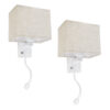 LEDTM® ROULETTE-S 61383 Μοντέρνο Φωτιστικό Τοίχου - Απλίκα Ξενοδοχείου Reading Light με Φορτιστή USB 3A & Ντουί 1 x E27 LED 3W 360lm 36° & 360° AC 220-240V IP20 Φυσικό Λευκό 4500K - Bridgelux COB Chip & TÜV SÜD Driver - Λευκό & Μπεζ - Μ17 x Π20 x Υ37cm - Σετ 2 Τεμαχίων - 3 Χρόνια Εγγύηση - Image 3