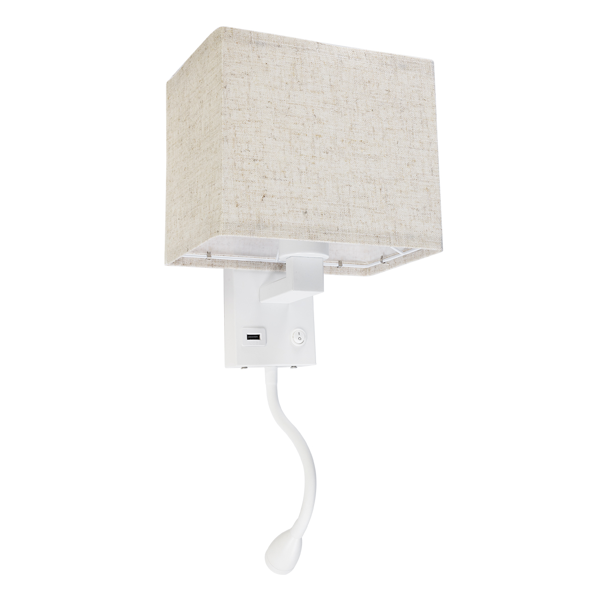 LEDTM® ROULETTE-S 61383 Μοντέρνο Φωτιστικό Τοίχου - Απλίκα Ξενοδοχείου Reading Light με Φορτιστή USB 3A & Ντουί 1 x E27 LED 3W 360lm 36° & 360° AC 220-240V IP20 Φυσικό Λευκό 4500K - Bridgelux COB Chip & TÜV SÜD Driver - Λευκό & Μπεζ - Μ17 x Π20 x Υ37cm - Σετ 2 Τεμαχίων - 3 Χρόνια Εγγύηση - Image 4