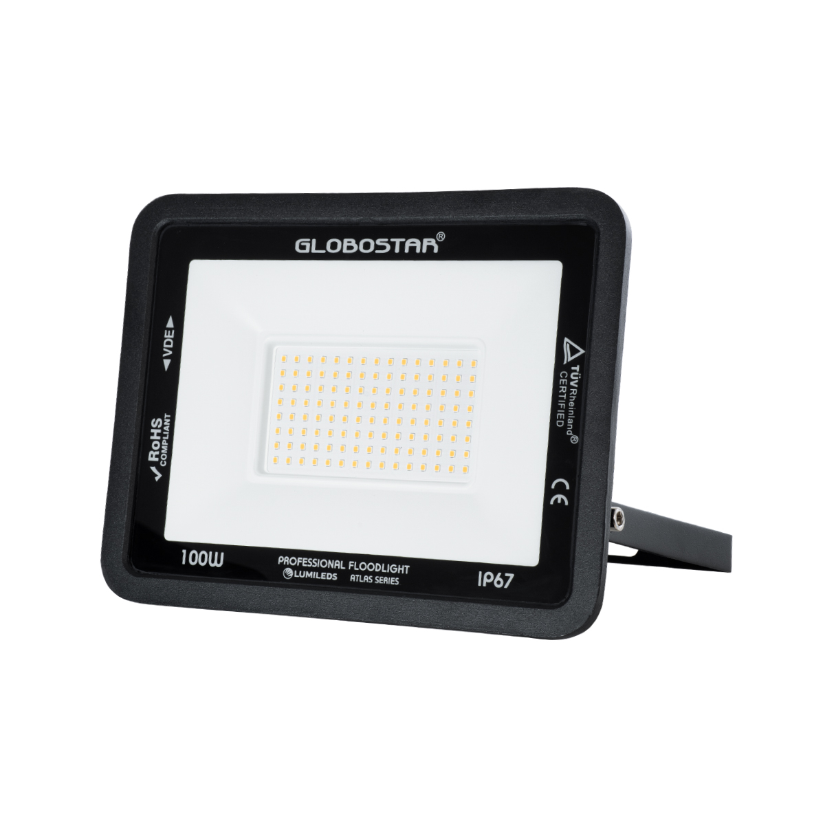 LEDTM® ATLAS 61427 Προβολέας LED 100W 11500lm 120° AC 220-240V Αδιάβροχο IP67 Θερμό Λευκό 2700K - Lumileds SMD Chip - TÜV Rheinland Certified - Μαύρο Ματ - Μ27 x Π4 x Υ21cm - 5 Χρόνια Εγγύηση - Image 2