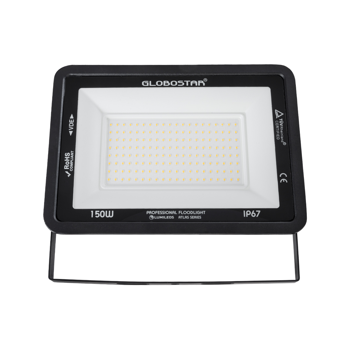 LEDTM® ATLAS 61430 Προβολέας LED 150W 17250lm 120° AC 220-240V Αδιάβροχο IP67 Θερμό Λευκό 2700K - Lumileds SMD Chip - TÜV Rheinland Certified - Μαύρο Ματ - Μ32 x Π4 x Υ23cm - 5 Χρόνια Εγγύηση - Image 3
