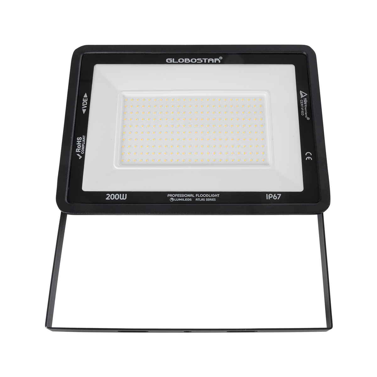 LEDTM® ATLAS 61433 Προβολέας LED 200W 23000lm 120° AC 220-240V Αδιάβροχο IP67 Θερμό Λευκό 2700K - Lumileds SMD Chip - TÜV Rheinland Certified - Μαύρο Ματ - Μ38 x Π4 x Υ28cm - 5 Χρόνια Εγγύηση - Image 3
