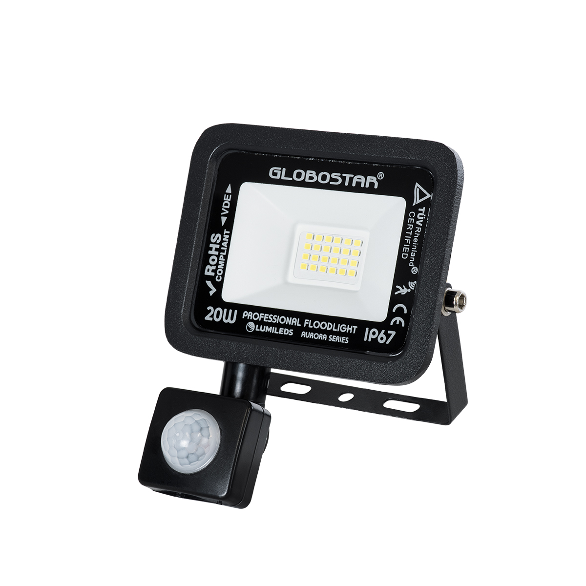 LEDTM® AURORA 64137 Προβολέας με Ανιχνευτή PIR / Αισθητήρα Κίνησης LED 20W 2500lm 120° AC 220-240V Αδιάβροχο IP67 Ψυχρό Λευκό 6000K - Lumileds SMD Chip - TÜV Rheinland Certified - Μαύρο Ματ - Μ12 x Π5 x Υ14.5cm - 3 Χρόνια Εγγύηση - Image 2