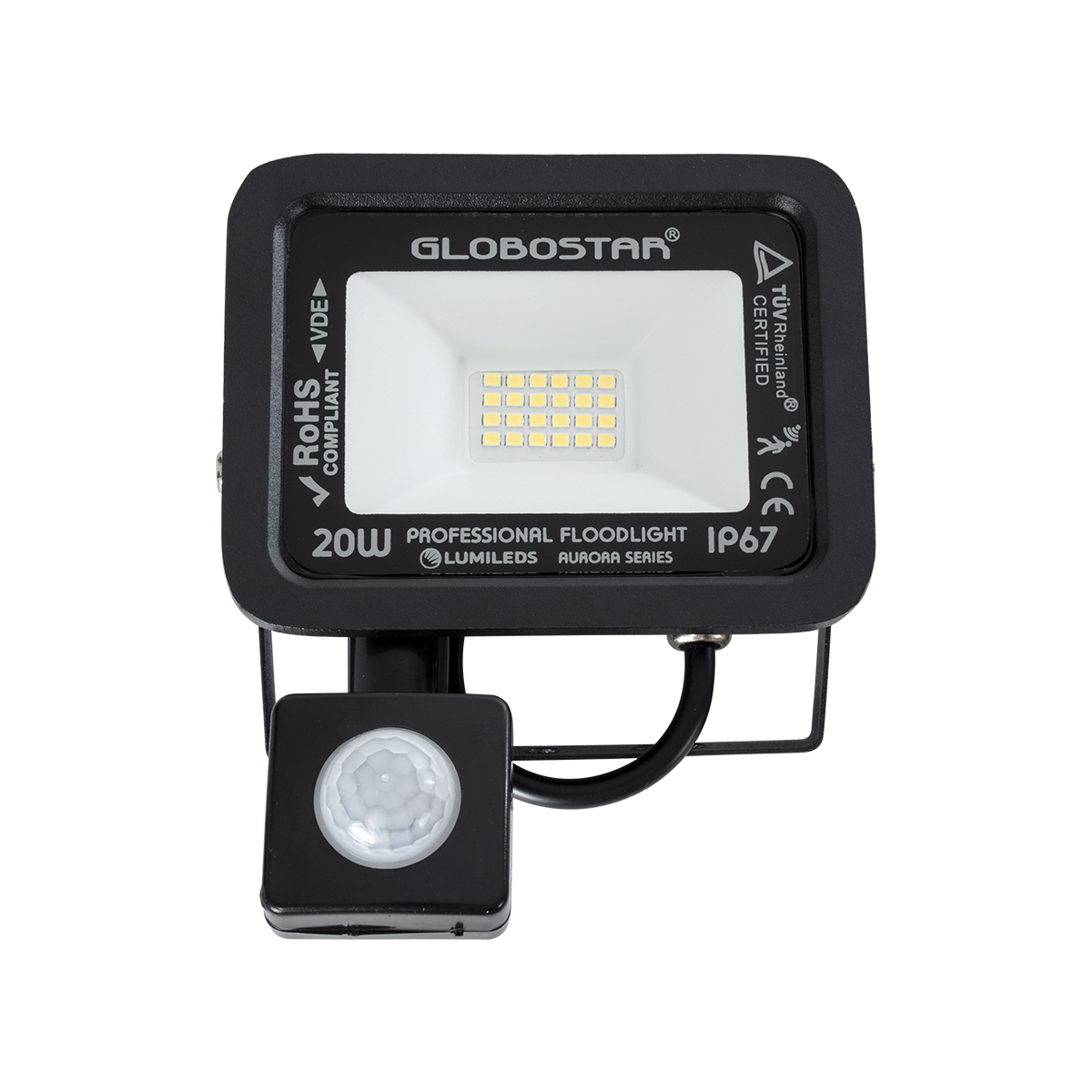 LEDTM® AURORA 64137 Προβολέας με Ανιχνευτή PIR / Αισθητήρα Κίνησης LED 20W 2500lm 120° AC 220-240V Αδιάβροχο IP67 Ψυχρό Λευκό 6000K - Lumileds SMD Chip - TÜV Rheinland Certified - Μαύρο Ματ - Μ12 x Π5 x Υ14.5cm - 3 Χρόνια Εγγύηση - Image 3