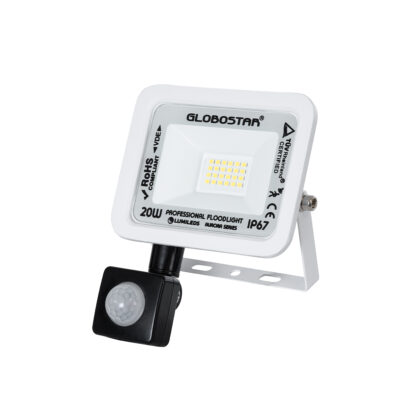 Alternative view of LEDTM® AURORA 61438 Προβολέας με Ανιχνευτή PIR / Αισθητήρα Κίνησης LED 20W 2500lm 120° AC 220-240V Αδιάβροχο IP67 Ψυχρό Λευκό 6000K - Lumileds SMD Chip - TÜV Rheinland Certified - Λευκό Ματ - Μ12 x Π5 x Υ14.5cm - 3 Χρόνια Εγγύηση