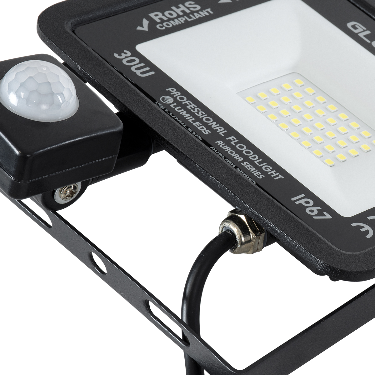 LEDTM® AURORA 61439 Προβολέας με Ανιχνευτή PIR / Αισθητήρα Κίνησης LED 30W 3750lm 120° AC 220-240V Αδιάβροχο IP67 Ψυχρό Λευκό 6000K - Lumileds SMD Chip - TÜV Rheinland Certified - Μαύρο Ματ - Μ16 x Π5 x Υ17.5cm - 3 Χρόνια Εγγύηση - Image 7