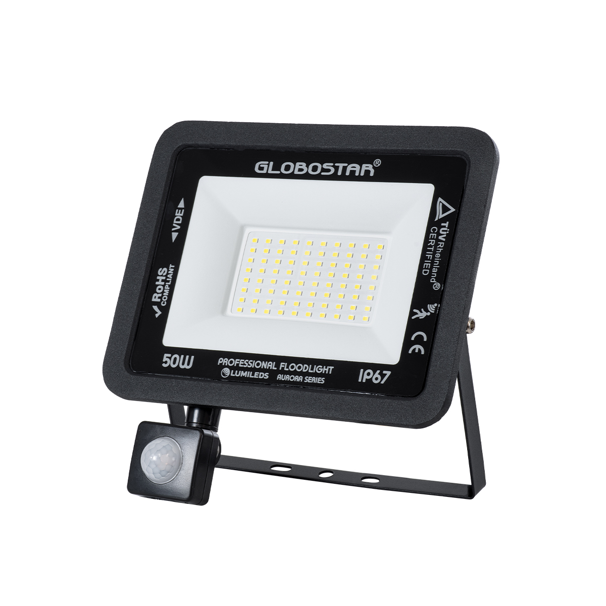 LEDTM® AURORA 61441 Προβολέας με Ανιχνευτή PIR / Αισθητήρα Κίνησης LED 50W 6250lm 120° AC 220-240V Αδιάβροχο IP67 Ψυχρό Λευκό 6000K - Lumileds SMD Chip - TÜV Rheinland Certified - Μαύρο Ματ - Μ21 x Π5 x Υ21cm - 3 Χρόνια Εγγύηση - Image 2