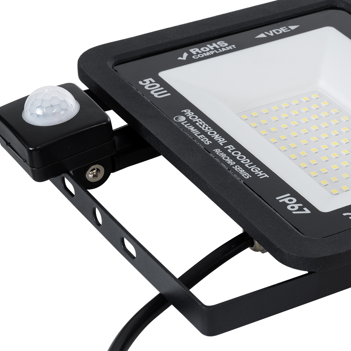 LEDTM® AURORA 61441 Προβολέας με Ανιχνευτή PIR / Αισθητήρα Κίνησης LED 50W 6250lm 120° AC 220-240V Αδιάβροχο IP67 Ψυχρό Λευκό 6000K - Lumileds SMD Chip - TÜV Rheinland Certified - Μαύρο Ματ - Μ21 x Π5 x Υ21cm - 3 Χρόνια Εγγύηση - Image 7