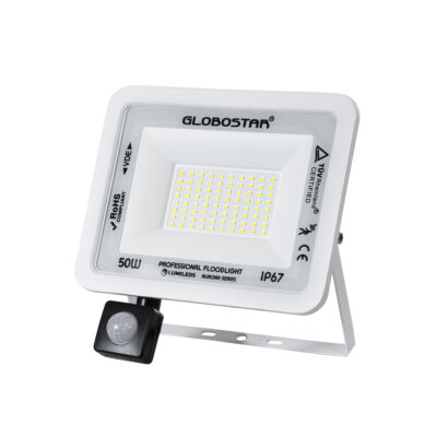 Alternative view of LEDTM® AURORA 61442 Προβολέας με Ανιχνευτή PIR / Αισθητήρα Κίνησης LED 50W 6250lm 120° AC 220-240V Αδιάβροχο IP67 Ψυχρό Λευκό 6000K - Lumileds SMD Chip - TÜV Rheinland Certified - Λευκό Ματ - Μ21 x Π5 x Υ21cm - 3 Χρόνια Εγγύηση
