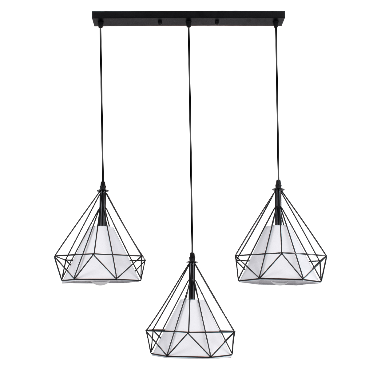 LEDTM® EIFFEL 61569 Vintage Κρεμαστό Φωτιστικό Οροφής με Ντουί 3 x E27 AC 220-240V IP20 - Μαύρο & Λευκό - Μ68 x Π25 x Υ130cm - Image 4