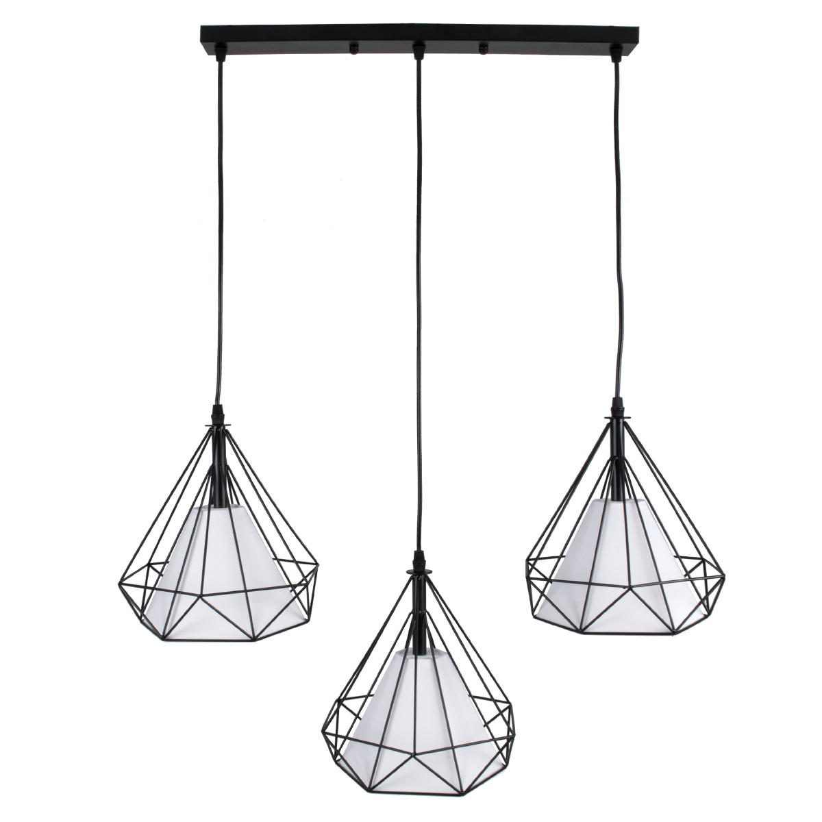 LEDTM® EIFFEL 61569 Vintage Κρεμαστό Φωτιστικό Οροφής με Ντουί 3 x E27 AC 220-240V IP20 - Μαύρο & Λευκό - Μ68 x Π25 x Υ130cm - Image 6