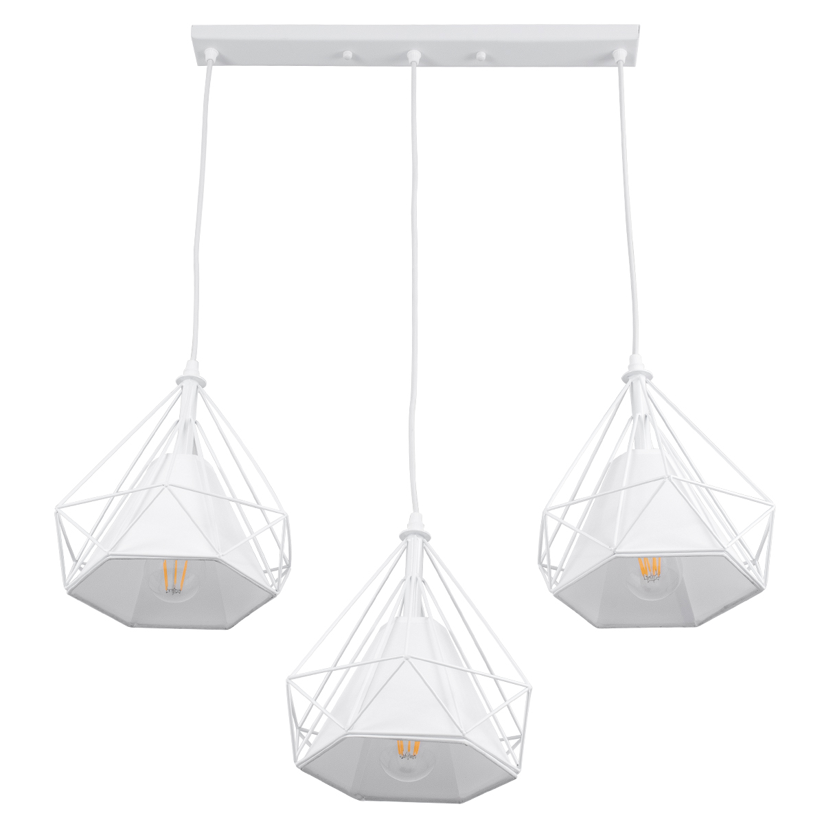 LEDTM® EIFFEL 61570 Vintage Κρεμαστό Φωτιστικό Οροφής με Ντουί 3 x E27 AC 220-240V IP20 - Λευκό - Μ68 x Π25 x Υ130cm - Image 5