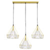 LEDTM® EIFFEL 61571 Vintage Κρεμαστό Φωτιστικό Οροφής με Ντουί 3 x E27 AC 220-240V IP20 - Χρυσό & Λευκό - Μ68 x Π25 x Υ130cm - Image 4