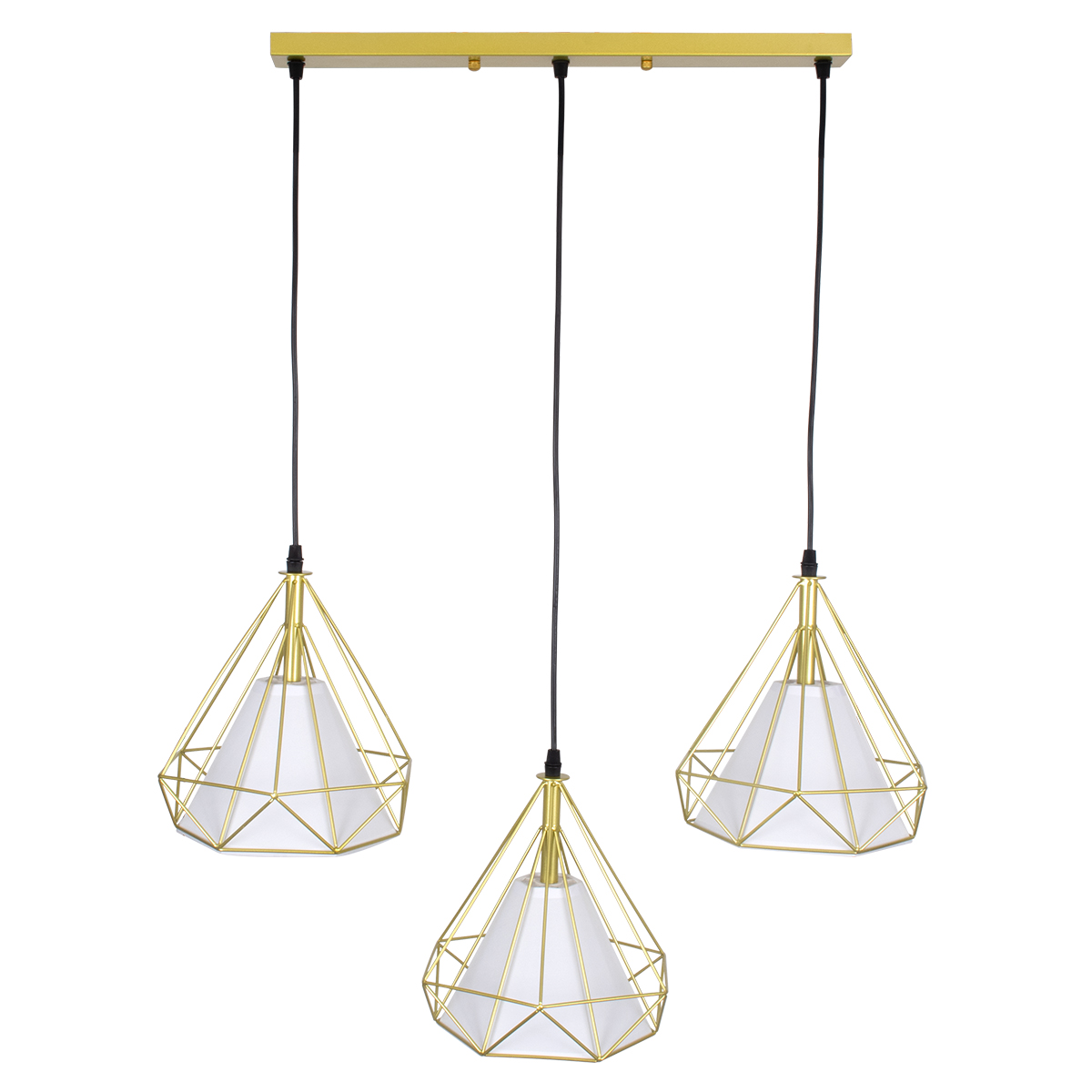 LEDTM® EIFFEL 61571 Vintage Κρεμαστό Φωτιστικό Οροφής με Ντουί 3 x E27 AC 220-240V IP20 - Χρυσό & Λευκό - Μ68 x Π25 x Υ130cm - Image 6