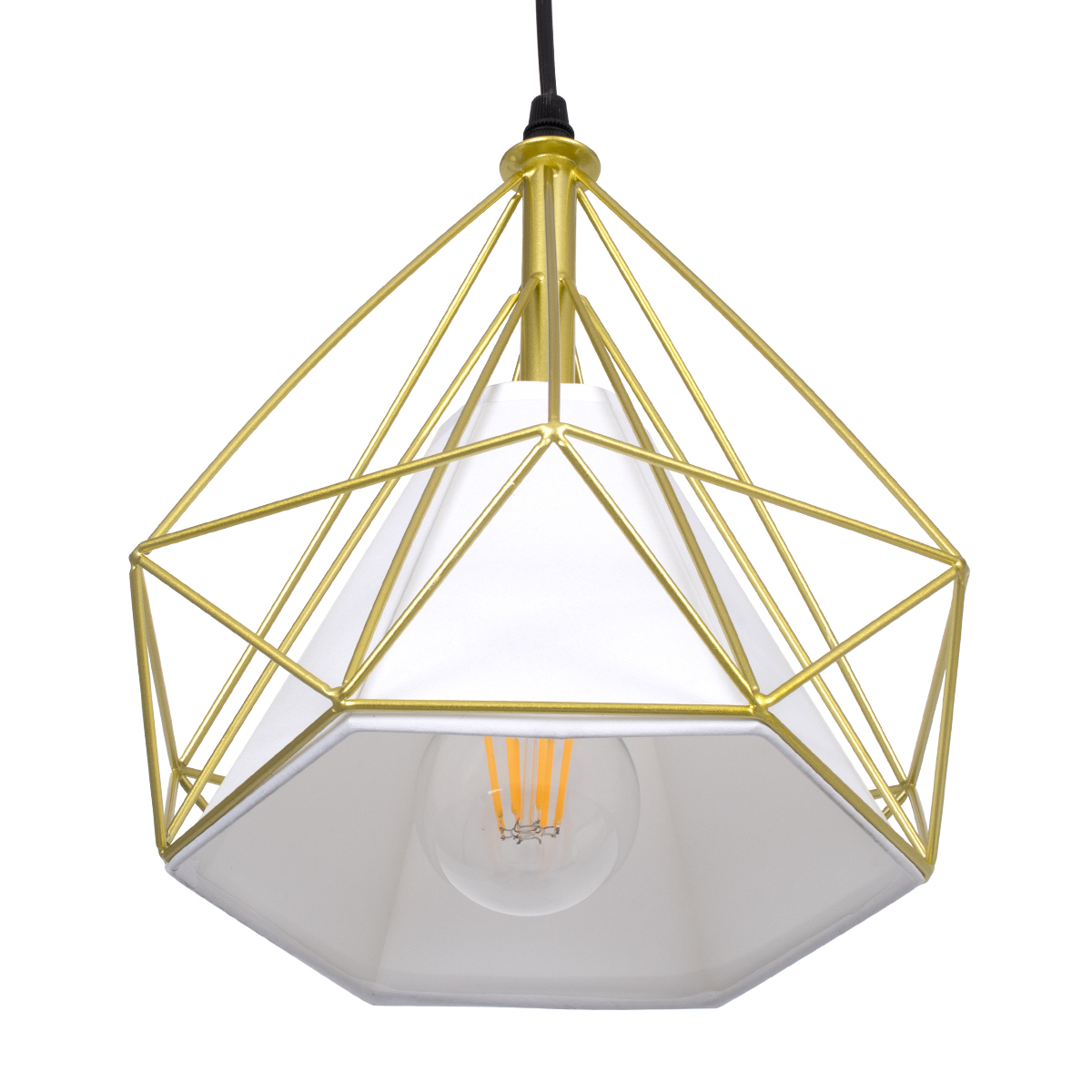 LEDTM® EIFFEL 61571 Vintage Κρεμαστό Φωτιστικό Οροφής με Ντουί 3 x E27 AC 220-240V IP20 - Χρυσό & Λευκό - Μ68 x Π25 x Υ130cm - Image 9