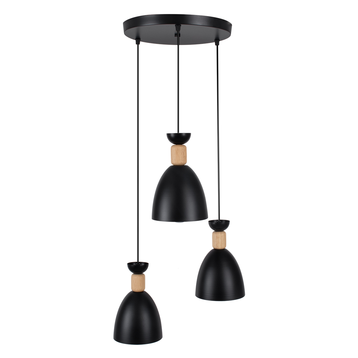 LEDTM® AVA 61572 Μοντέρνο Κρεμαστό Φωτιστικό Οροφής με Ντουί 3 x E27 AC 220-240V IP20 - Μαύρο & Μπεζ - Μ35 x Π35 x Υ130cm - Image 3