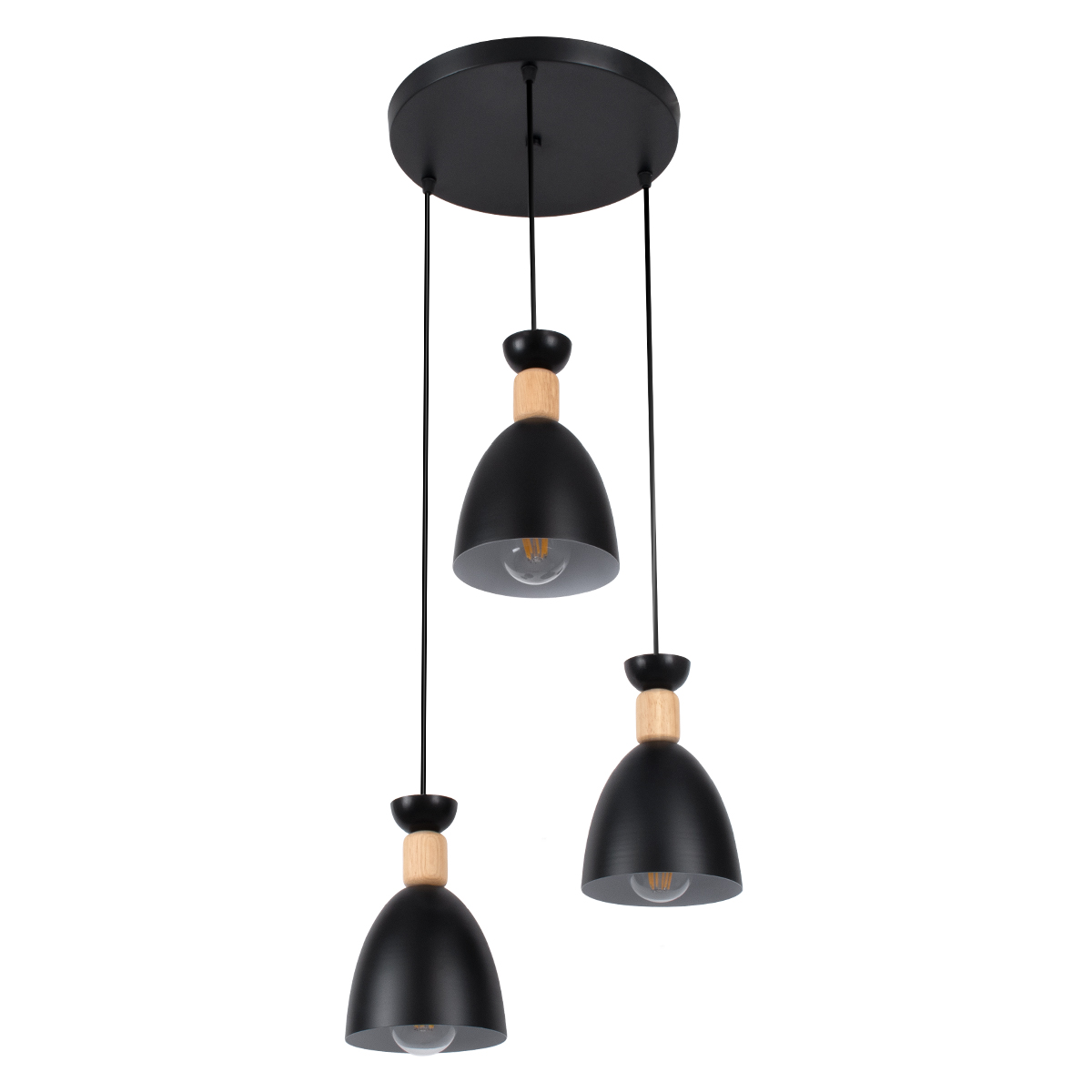 LEDTM® AVA 61572 Μοντέρνο Κρεμαστό Φωτιστικό Οροφής με Ντουί 3 x E27 AC 220-240V IP20 - Μαύρο & Μπεζ - Μ35 x Π35 x Υ130cm - Image 4