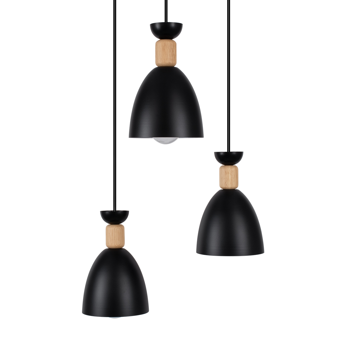 LEDTM® AVA 61572 Μοντέρνο Κρεμαστό Φωτιστικό Οροφής με Ντουί 3 x E27 AC 220-240V IP20 - Μαύρο & Μπεζ - Μ35 x Π35 x Υ130cm - Image 5