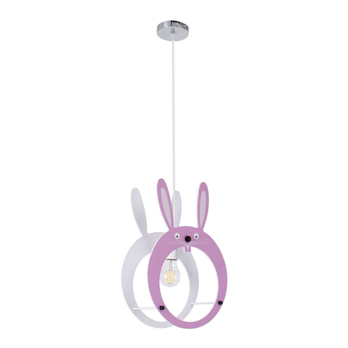 LEDTM® BUNNY 61577 Παιδικό Κρεμαστό Φωτιστικό Οροφής με Ντουί 1 x E27 AC 220-240V IP20 - Ροζ & Λευκό - Μ27.2 x Π15.5 x Υ40cm - Image 4
