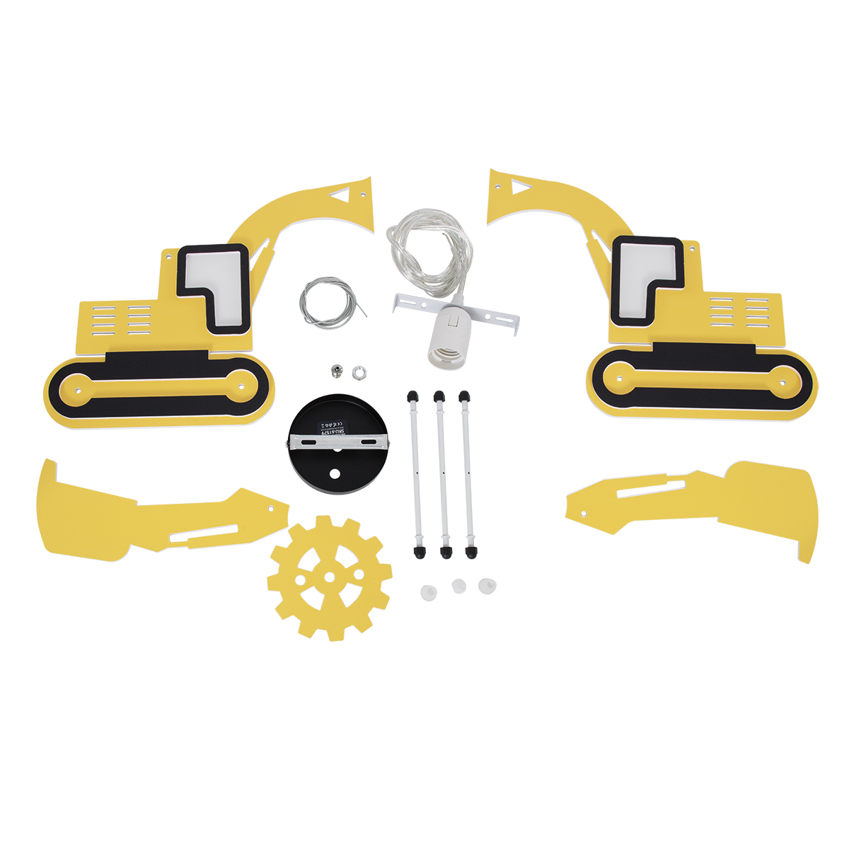 LEDTM® EXCAVATOR 61579 Παιδικό Κρεμαστό Φωτιστικό Οροφής με Ντουί 1 x E27 AC 220-240V IP20 - Κίτρινο & Μαύρο - Μ45 x Π15.5 x Υ27cm - Image 12