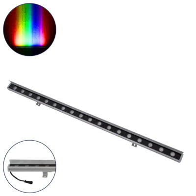 Alternative view of LEDTM® WASHERFAIA 90189 Μπάρα Φωτισμού Wall Washer με Αντιθαμβωτική Γρίλια LED 24W 2040lm 15° DC 24V Αδιάβροχο IP65 Πολύχρωμο RGBW Dimmable DMX512 - Bridgelux SMD Chip - Γκρι Ανθρακί - Μ100 x Π4 x Υ5.5cm - 3 Χρόνια Εγγύηση
