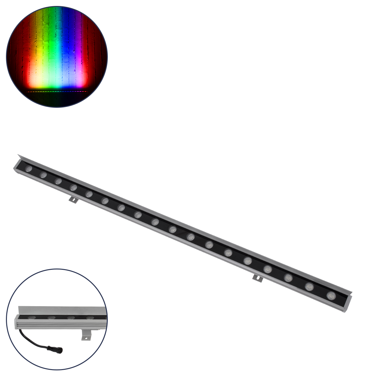 LEDTM® WASHERFAIA 90189 Μπάρα Φωτισμού Wall Washer με Αντιθαμβωτική Γρίλια LED 24W 2040lm 15° DC 24V Αδιάβροχο IP65 Πολύχρωμο RGBW Dimmable DMX512 - Bridgelux SMD Chip - Γκρι Ανθρακί - Μ100 x Π4 x Υ5.5cm - 3 Χρόνια Εγγύηση - Image 2