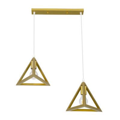 Alternative view of LEDTM® TRIANGLE 00615 Μοντέρνο Κρεμαστό Φωτιστικό Οροφής με Ντουί 2 x E27 AC 220-240V IP20 - Χρυσό - Μ60 x Π22 x Y130cm