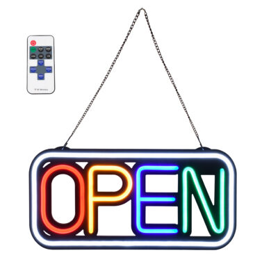 Alternative view of LEDTM® 85857 Φωτιστικό Ταμπέλα Φωτεινή Επιγραφή NEON LED Σήμανσης Animated Square OPEN 30W AC 230V με Διακόπτη On/Off και Ασύρματο Χειριστήριο IR Λευκό - Κόκκινο - Πράσινο - Κίτρινο - Γαλάζιο