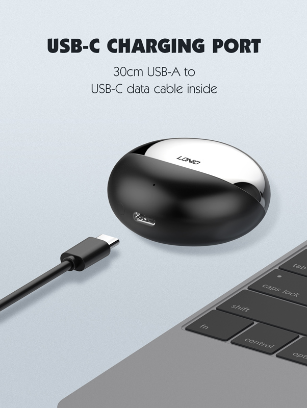 LDNIO earphones με θήκη φόρτισης T01, True Wireless, HiFi, Φ10mm, χρυσά - Image 5
