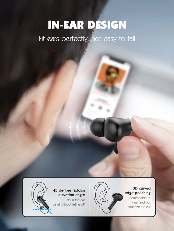 LDNIO earphones με θήκη φόρτισης T01, True Wireless, HiFi, Φ10mm, χρυσά - Image 9