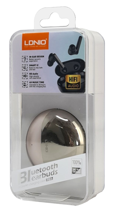 LDNIO earphones με θήκη φόρτισης T01, True Wireless, HiFi, Φ10mm, χρυσά - Image 10