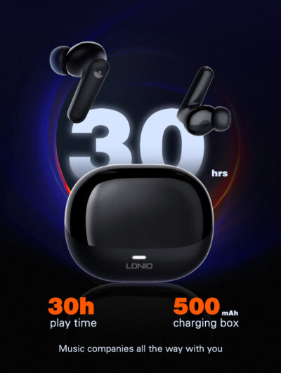 Alternative view of LDNIO earphones με θήκη φόρτισης T05, True Wireless, 13mm, 40/500mAh, μαύρα