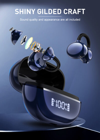 Alternative view of LDNIO earphones με θήκη φόρτισης T09, OWS, Φ10mm, 35/400mAh, μπλε