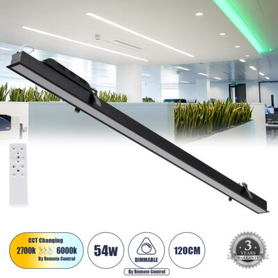 Alternative view of LEDTM® LUCA 61032 Μοντέρνο Φωτιστικό Οροφής LED 54W 6500lm 120° AC 220-240V IP20 Ρυθμιζόμενο Λευκό CCT με Χειριστήριο από 2700K έως 6000K Dimmable - Lumileds SMD Chip - Μαύρο Ματ - Μ121.5 x Π5 x Υ4cm - 3 Χρόνια Εγγύηση
