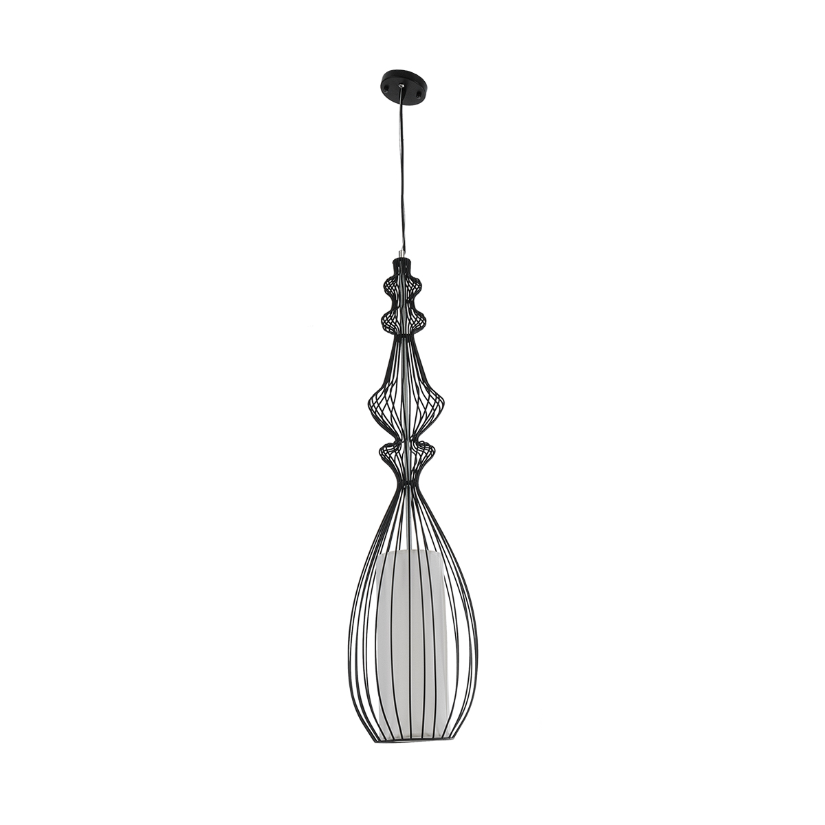 LEDTM® LILY 01561 Vintage Κρεμαστό Φωτιστικό Οροφής με Ντουί 1 x E27 AC 220-240V IP20 - Μαύρο & Λευκό - Μ20 x Π20 x Υ90cm - Image 4