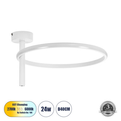 Alternative view of LEDTM® VERONA 61221 Μοντέρνο Φωτιστικό Οροφής LED 24W 2688lm 360° AC 220-240V IP20 Ρυθμιζόμενο Λευκό CCT με On/Off 2700K/4500K/6000K - Lumileds SMD Chip - Λευκό Ματ - Μ40 x Π40 x Υ23cm - 3 Χρόνια Εγγύηση