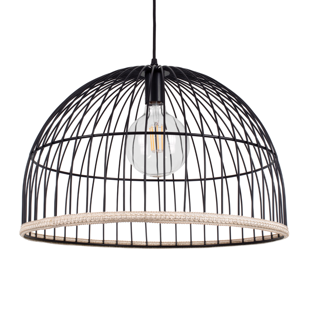 LEDTM® NEVIS 00681 Μοντέρνο Κρεμαστό Φωτιστικό Οροφής με Ντουί 1 x E27 AC 220-240V IP20 - Μαύρο & Μπεζ - Μ49 x Π49 x Υ34.5cm - Image 2
