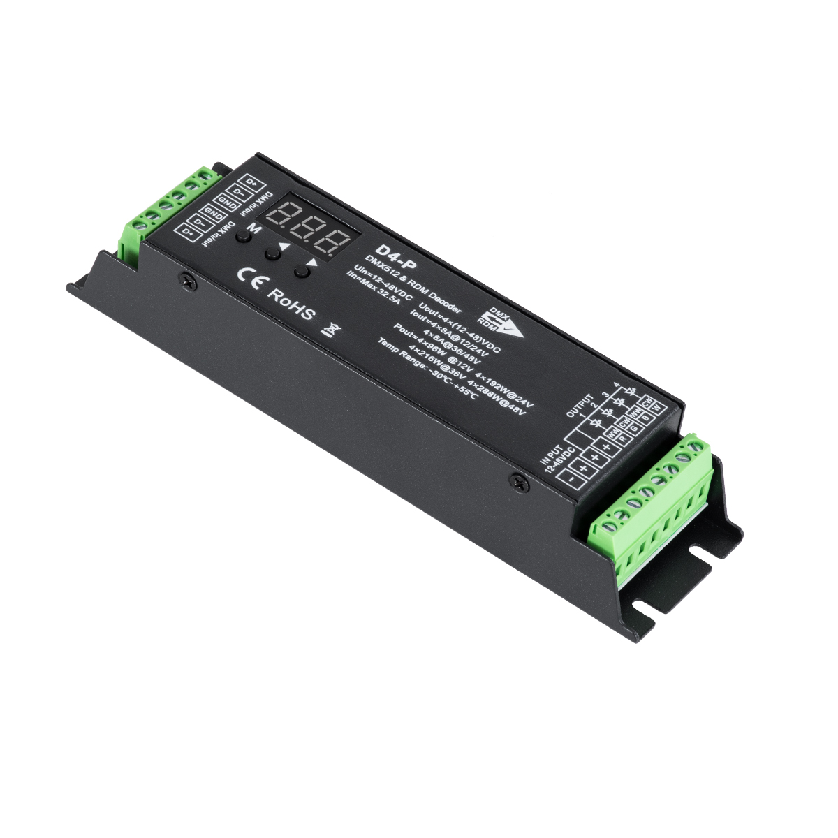 LEDTM® SKYDANCE-D4-P 70669 DC DMX Master Dimmer / Controller / Decoder Υψηλής Ταχύτητας με 4 x 8A 384W Κανάλια 12-48V 32.5A 1152W Max IP20 - DMX512 & RDM - Μ17.5 x Π4.5 x Υ2.8cm - 5 Χρόνια Εγγύηση - Image 2
