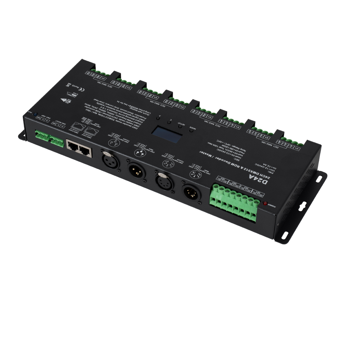 LEDTM® SKYDANCE-D24A 70673 DC DMX Master Dimmer / Controller / Decoder Υψηλής Ταχύτητας με 24 x 3A 72W Κανάλια DC 12-24V 72.5A 1740W Max IP20 - DMX512 & RDM - Μ16.7 x Π5 x Υ2.4cm - 5 Χρόνια Εγγύηση - Image 3