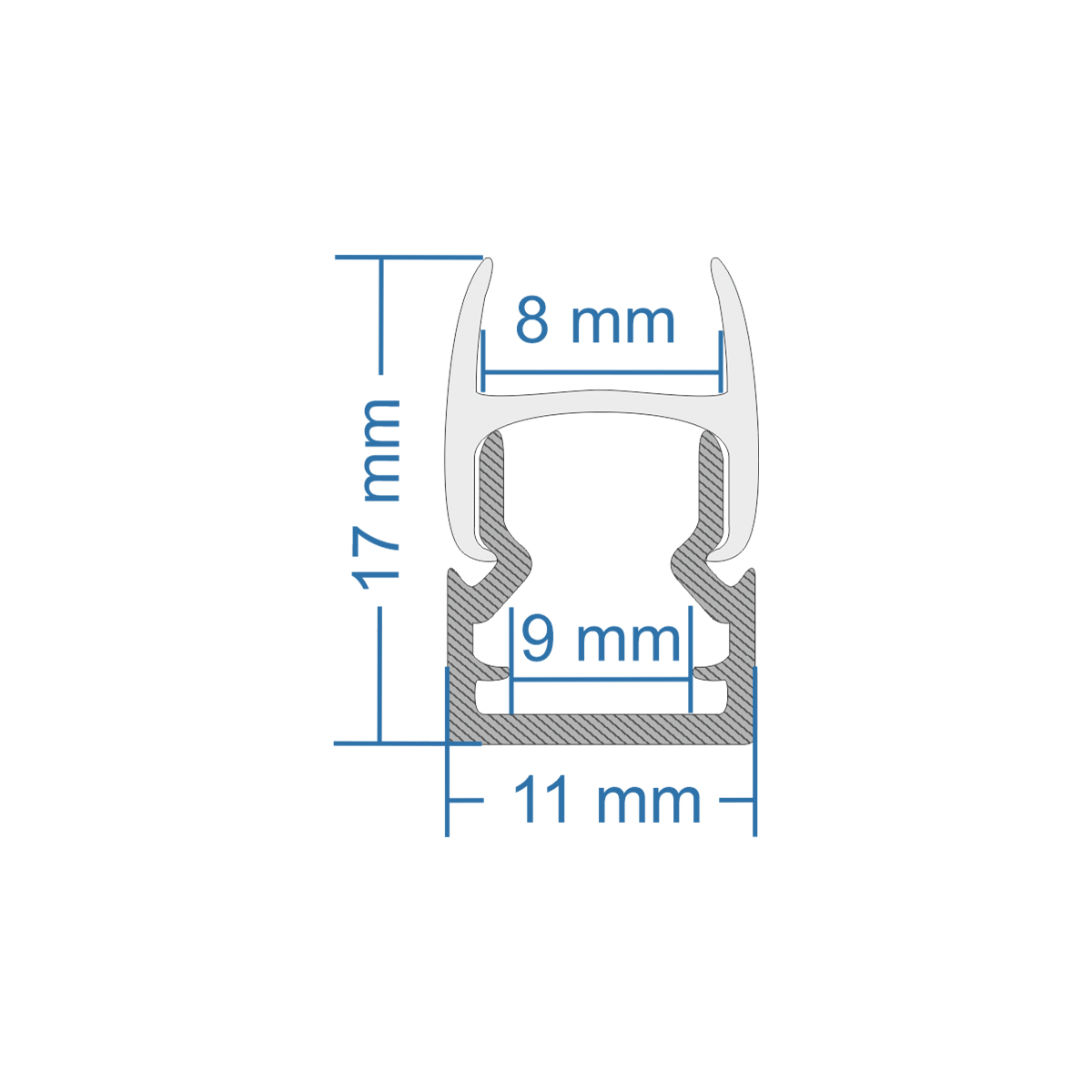 LEDTM® GLASSBOARD-PROFILE 70808-3M Προφίλ Αλουμινίου - Βάση & Ψύκτρα Ταινίας LED με Λευκό Γαλακτερό Κάλυμμα - Χρήση για Μοριακό Φωτισμό Γυαλιού Πάχους 8mm - Πατητό Κάλυμμα - Ασημί - 3 Μέτρα - Πακέτο 5 Τεμαχίων - Μ300 x Π1.1 x Υ1.7cm - Image 7