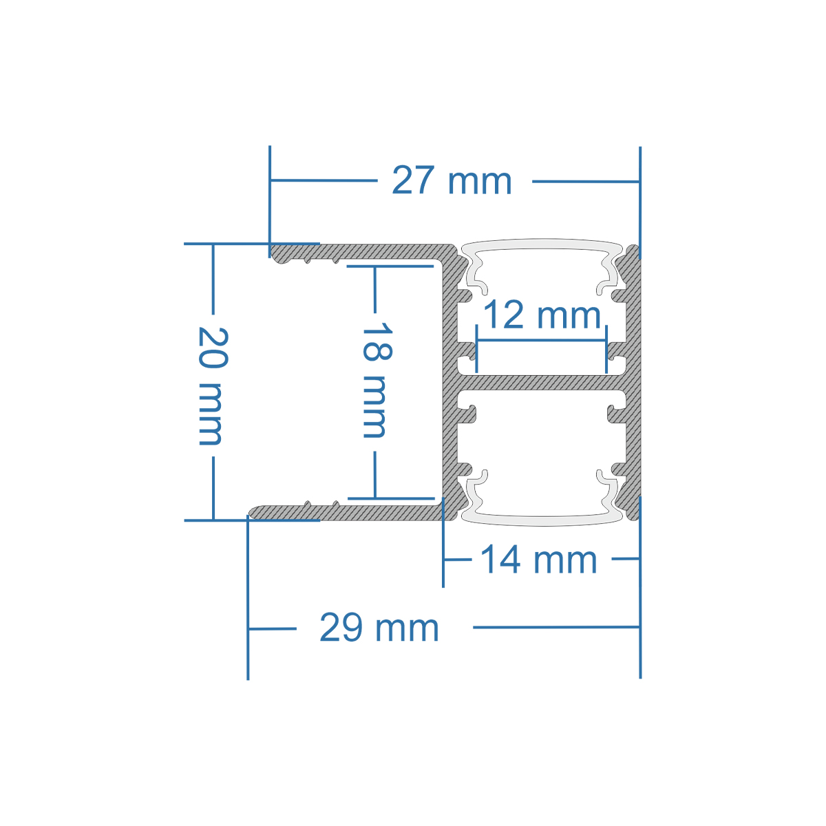 LEDTM® ALP-R-SHELF DODA 70814-3M Χωνευτό Προφίλ Αλουμινίου Ειδικό για Φωτισμό Ραφιού 18mm με Λευκό Γαλακτερό Πατητό Κάλυμμα για Ταινίες LED IP20 - Ασημί & Λευκό- Μ300 x Π1.5 x Υ2cm - Πακέτο 5 Τεμαχίων - Image 7