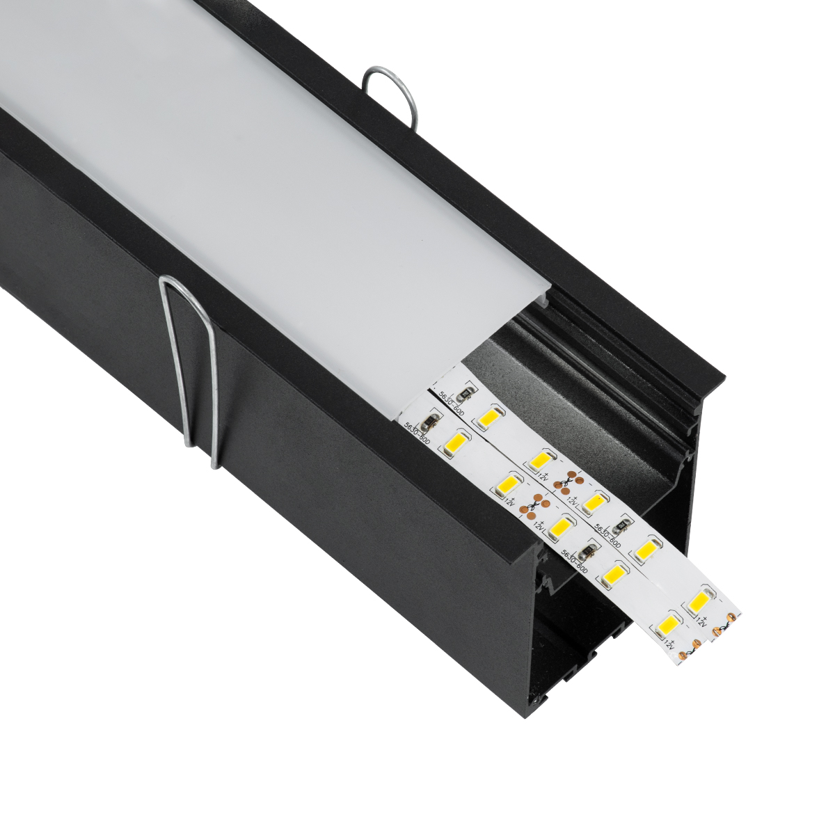 LEDTM® RECESS-PROFILE 70818-3M Προφίλ Αλουμινίου - Βάση & Ψύκτρα Ταινίας LED με Λευκό Γαλακτερό Κάλυμμα - Χωνευτή Χρήση - Πατητό Κάλυμμα - Μαύρο - 3 Μέτρα - Μ300 x Π7.5 x Υ7cm - Image 4