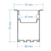 LEDTM® RECESS-PROFILE 70818-3M Προφίλ Αλουμινίου - Βάση & Ψύκτρα Ταινίας LED με Λευκό Γαλακτερό Κάλυμμα - Χωνευτή Χρήση - Πατητό Κάλυμμα - Μαύρο - 3 Μέτρα - Μ300 x Π7.5 x Υ7cm - Image 8