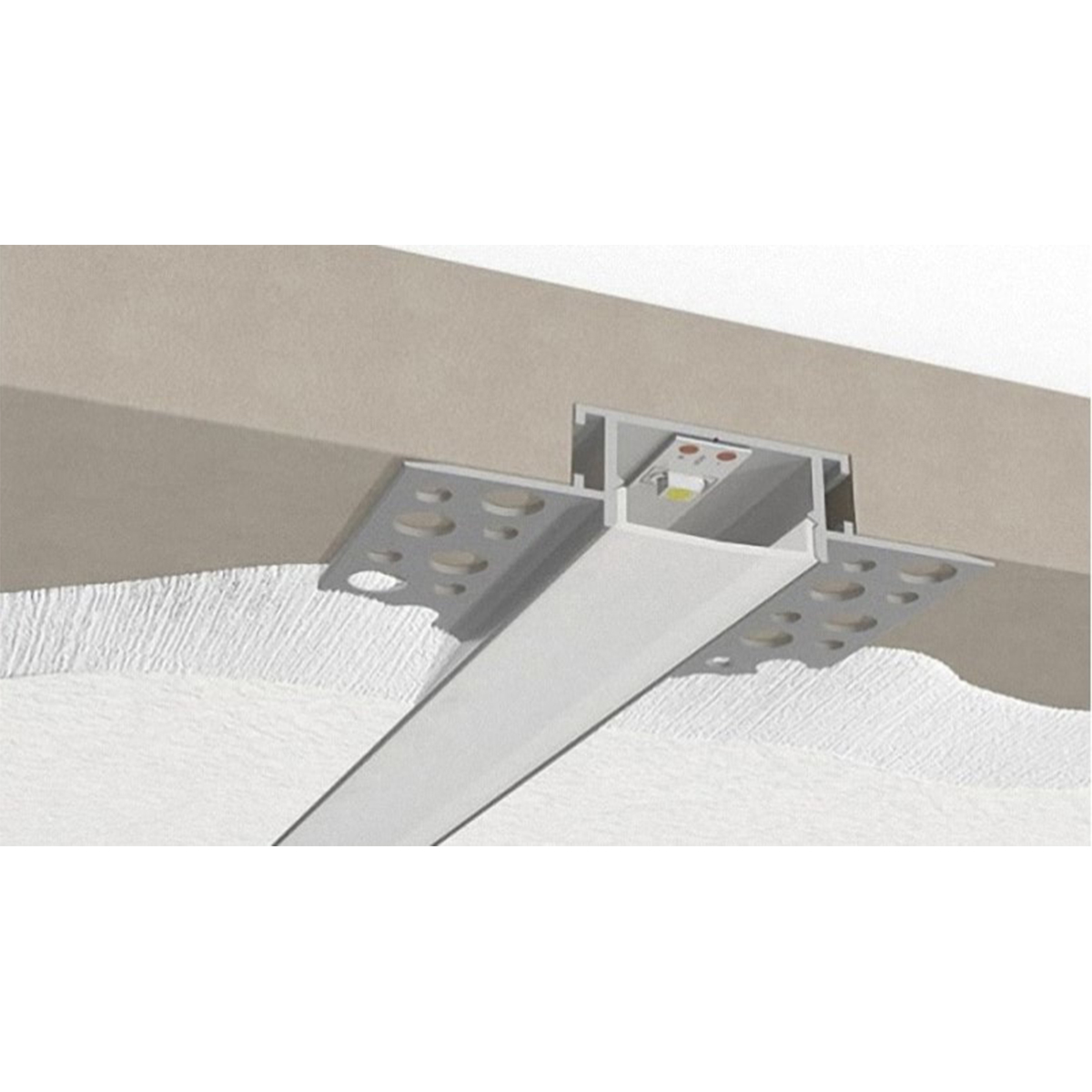 LEDTM® ALP-PLASTERIN GYPSO 70819-3M Χωνευτό Προφίλ Αλουμινίου Ειδικό για Γυψοσανίδα με Λευκό Γαλακτερό Πατητό Κάλυμμα για Ταινίες LED IP20 - Ασημί & Λευκό - Μ300 x Π6.7 x Υ1.4cm - Πακέτο 5 Τεμαχίων - Image 8
