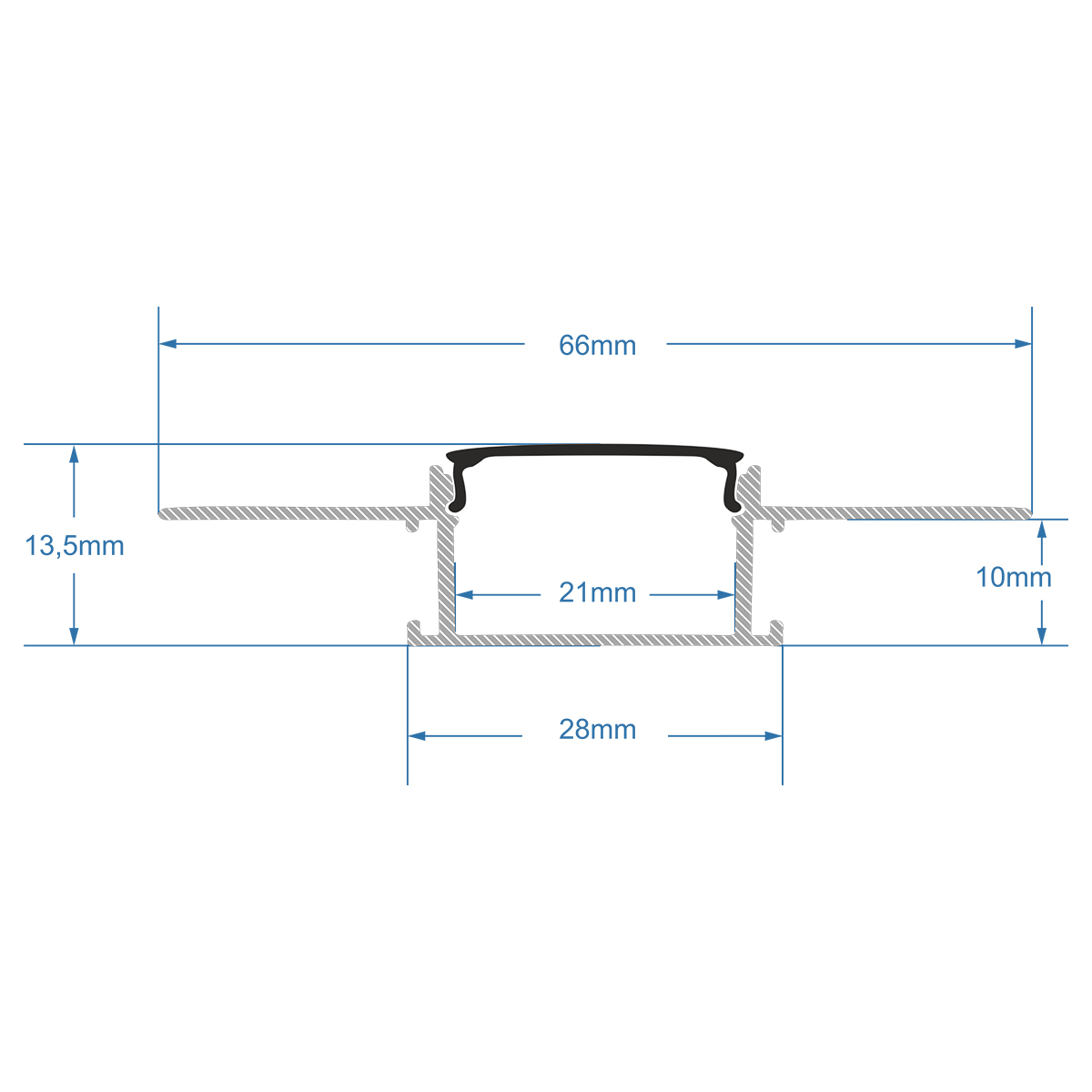 LEDTM® ALP-PLASTERIN GYPSO 70820-3M Χωνευτό Προφίλ Αλουμινίου Ειδικό για Γυψοσανίδα με Μαύρο Φιμέ Πατητό Κάλυμμα για Ταινίες LED IP20 - Ασημί & Μαύρο - Μ300 x Π6.7 x Υ1.4cm - Πακέτο 5 Τεμαχίων - Image 8
