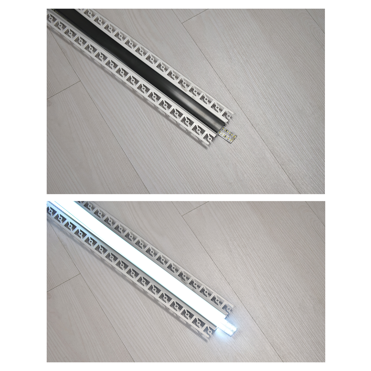 LEDTM® ALP-PLASTERIN GYPSO 70820-3M Χωνευτό Προφίλ Αλουμινίου Ειδικό για Γυψοσανίδα με Μαύρο Φιμέ Πατητό Κάλυμμα για Ταινίες LED IP20 - Ασημί & Μαύρο - Μ300 x Π6.7 x Υ1.4cm - Πακέτο 5 Τεμαχίων - Image 7