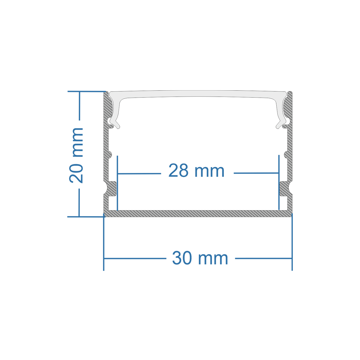 LEDTM® SURFACE-PROFILE 70824-3M Προφίλ Αλουμινίου - Βάση & Ψύκτρα Ταινίας LED με Λευκό Γαλακτερό Κάλυμμα - Επιφανειακή Χρήση - Πατητό Κάλυμμα - Ασημί - 3 Μέτρα - Πακέτο 5 Τεμαχίων - Μ300 x Π3 x Υ2cm - Image 8
